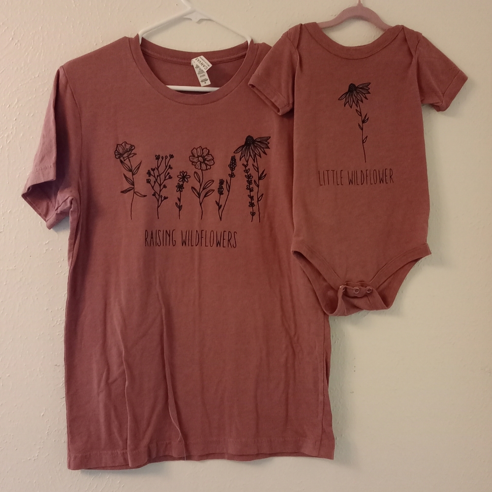 Bella Canvas Dusty Rose Short Sleeve Tee and Onesie Set